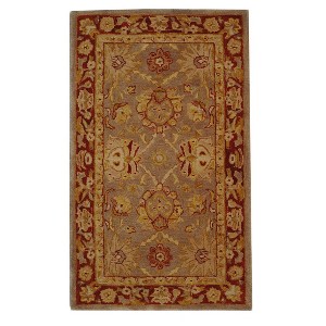 Gray/Red Floral Tufted Accent Rug 3