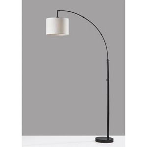 Bowery Arc Lamp Black/Red - Adesso: Adjustable Overhead Lighting with Marble Base & Textured Shade - 1 of 4