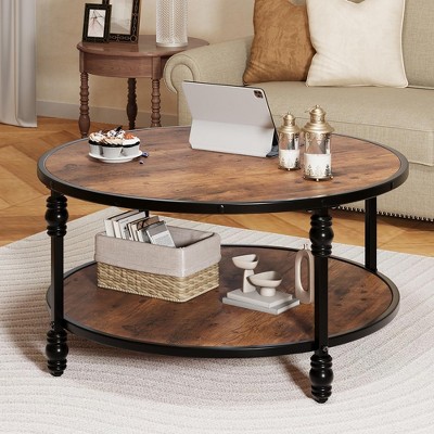 Round Coffee Table Living Room Rustic Circle Center Table