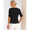Allegra K Women's Square Split Neck Pleated Short Sleeve Office Work Top - 4 of 4