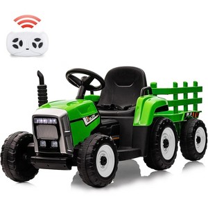 Acekool 12V Electric Tractor with Trailer & Remote, 7-LED Lights, MP3, 25W Motor, EVA Tires - 1 of 4