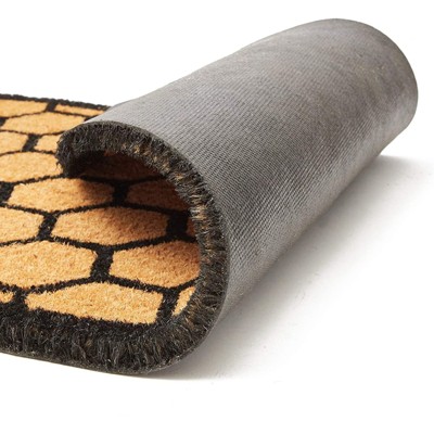 Natural Coir Semi-Circle Honeycomb Outdoor Welcome Mat