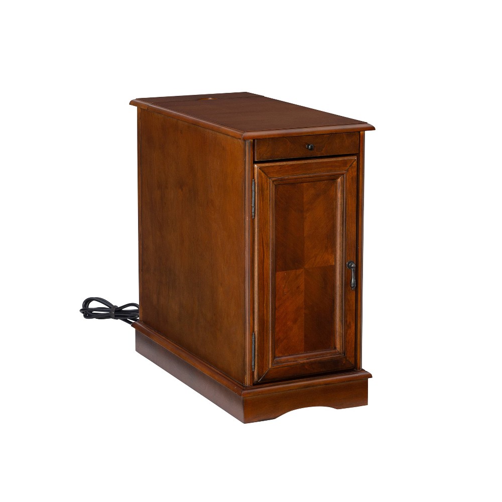 Felix Accent Table with USB Charging Station Hazelnut - Powell: Sturdy Side Table, Electrical Outlet, Storage