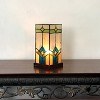Chloe Lighting Gregory Tiffany-glass Accent Pedestal 1 Light Mission Table Lamp 11" Tall - 2 of 3