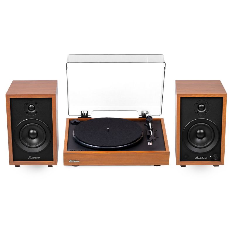 Electrohome Montrose Record Player Stereo System with 4" Bluetooth Powered Bookshelf Speakers, Vinyl-to-MP3 Recording, 1 of 10