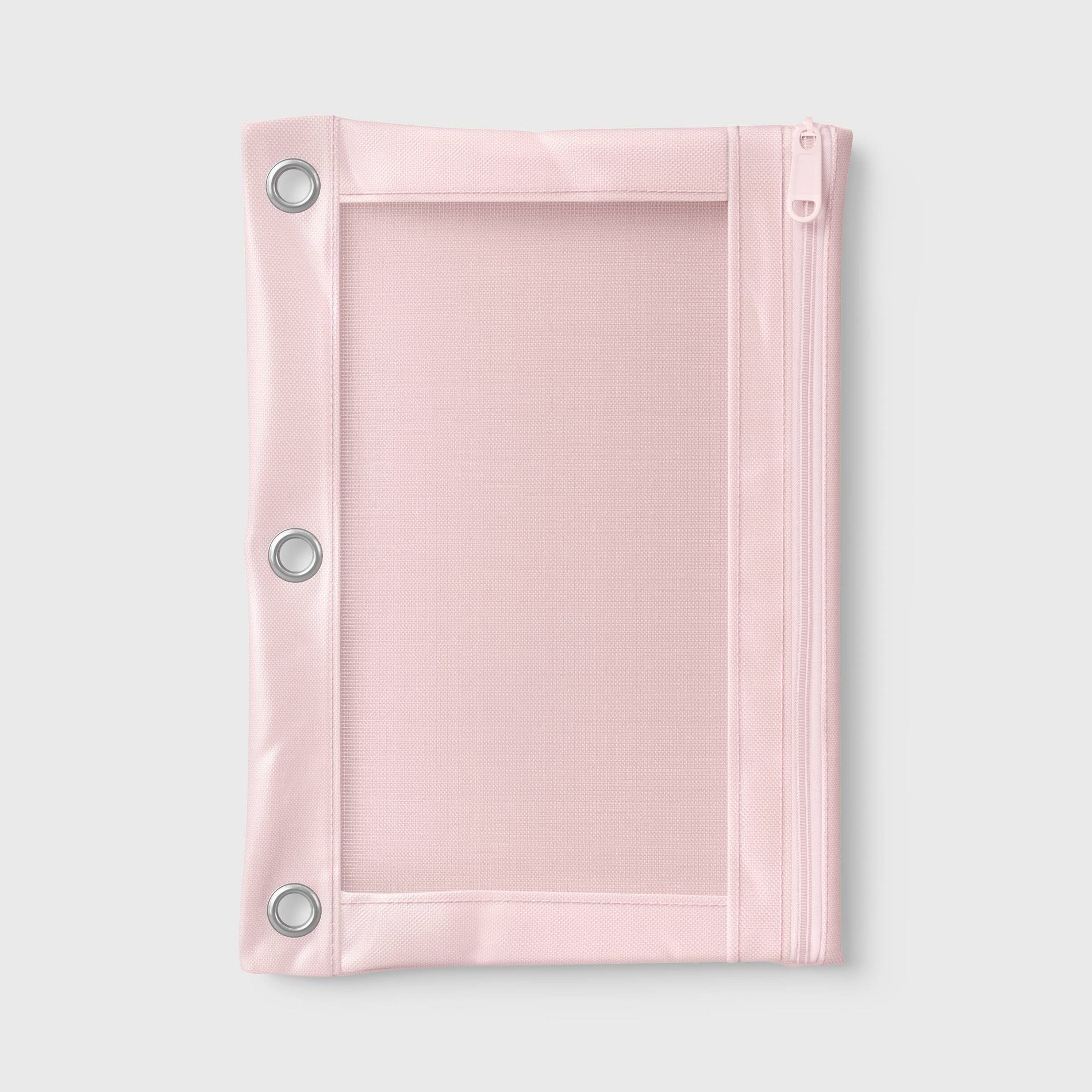 Single Zip Mesh Binder Pencil Pouch Pin Light Pink - up&up™