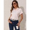 INSPIRE CHIC Women's Striped Button Down Turndown Collar Cotton Casual Cap Sleeve Blouse - 4 of 4