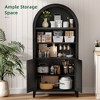 MAYEERTY 63" Tall Arched Storage Cabinet with Beech Wood Door 5 Tier Bookcase for Living Room Dining Room Black - 3 of 4