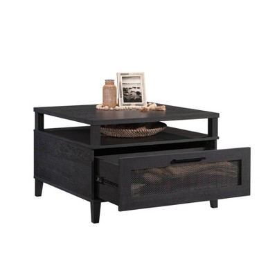 Raven Oak Square Wood Coffee Table with Storage Drawer