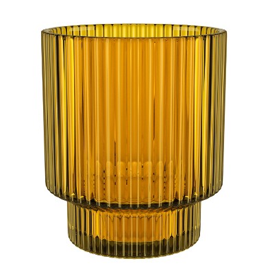 American Atelier Vintage Art Deco 11 oz. Fluted Drinking Glasses Set of 4,  Unique Cups for Weddings, Cocktails or Bar, Ribbed Glass Cup, Clear