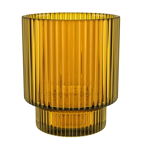 Vintage Art Deco Fluted Drinking Glasses - 9 oz Modern Kitchen Glassware  Set Old Fashion Tumbler Cups for Weddings, Cocktails, Bar Ribbed Lowball