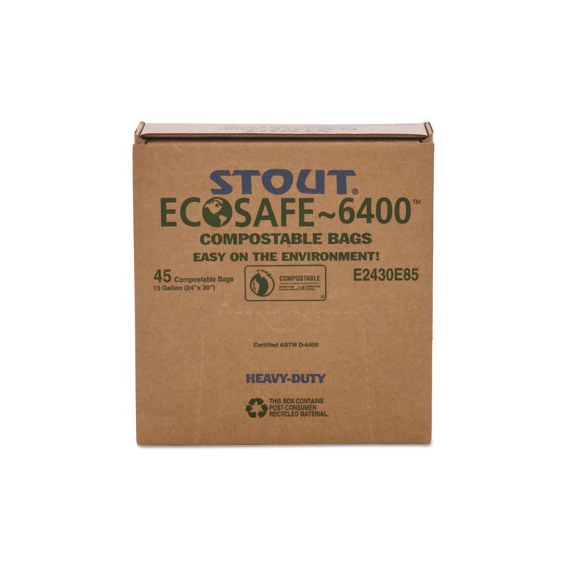 Stout by Envision EcoSafe-6400 Bags, 13 gal, 0.85 mil, 24" x 30", Green, 45/Box, 3 of 8