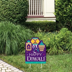 Big Dot of Happiness Happy Diwali - Outdoor Lawn Sign - Festival of Lights Party Yard Sign - 1 Piece - 1 of 4