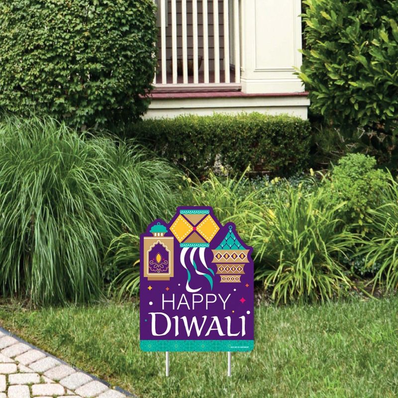 Big Dot of Happiness Happy Diwali - Outdoor Lawn Sign - Festival of Lights Party Yard Sign - 1 Piece, 1 of 8