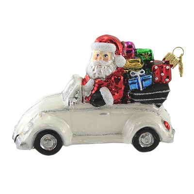 Huras 4.0" Santa In Convertible Bug Ornament Vw Car Auto Travel  -  Tree Ornaments