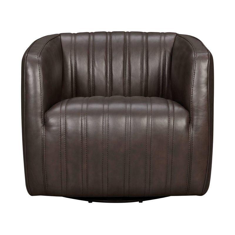 Aries Genuine Leather Swivel Barrel Chair - Armen Living, 4 of 9