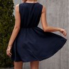 Anna-Kaci Women's Sleeveless Mini Dress with V-Neckline Front Buttons and Elastic Waist - 4 of 4