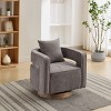 Modern Swivel Accent Chair with Open Back Comfy Sofa Chair With Weathered Base For Bedroom Living Room Upholstered Linen Arm Chair-The Pop Home - 2 of 4