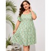 LXT- Women's Plus Size Square Neck Ruffle Sleeve Flowy Floral Summer Midi Dress with Pockets - 2 of 4