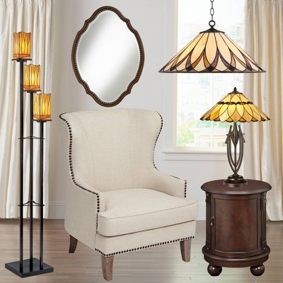 Serena Bronze 24" Art Glass Pendant Chandelier