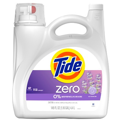 Tide Zero Soft Lavender HE Deep Cleaning Concentrated Liquid Laundry Detergent 113 Loads - 149 fl oz