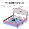 ALEXOUN Upholstered Bed Frame, Modern Upholstered Princess Bed with Crown Headboard Golden Metal Legs,for Girl, White+Pink - 3 of 4