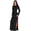 24seven Comfort Apparel Fitted Long Sleeve Shimmery Fabric Side Slit Maxi Dress - 2 of 4