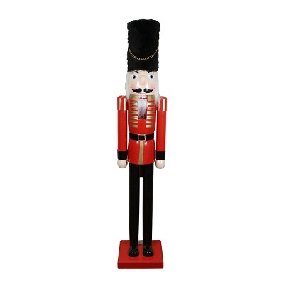 Northlight 5' Commercial Size Wooden Red and Black Christmas Nutcracker Soldier