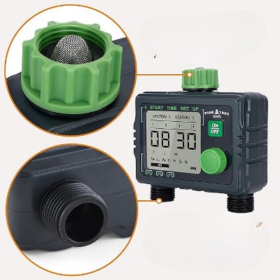 Programmable Black and Green 2-Outlet Hose Timer