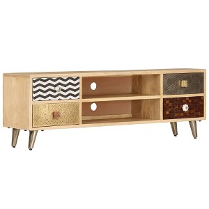 vidaXL TV Stand Multicolor Solid Mango Wood, Steel - 1 of 4