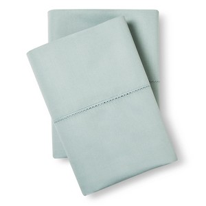 Standard 700 Thread Count Supima Classic Hemstitch Pillowcase Set Smoke Green - Fieldcrest , Grey Green