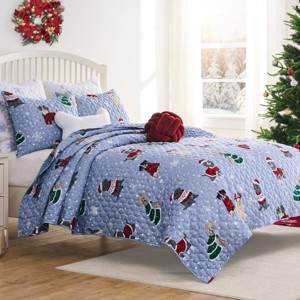 Greenland Home Fashions Winter Whiskers 3-Piece Quilt Set – King/Cal King, Festive Animal Design - 1 of 4