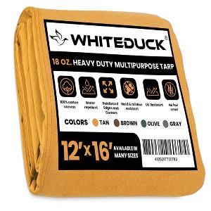 White Duck Canvas Tarp Outdoor Heavy Duty Water-Resistant Tarpaulin Cover, 18 oz Loomstate Cotton with Stainless Steel Grommets - 1 of 4
