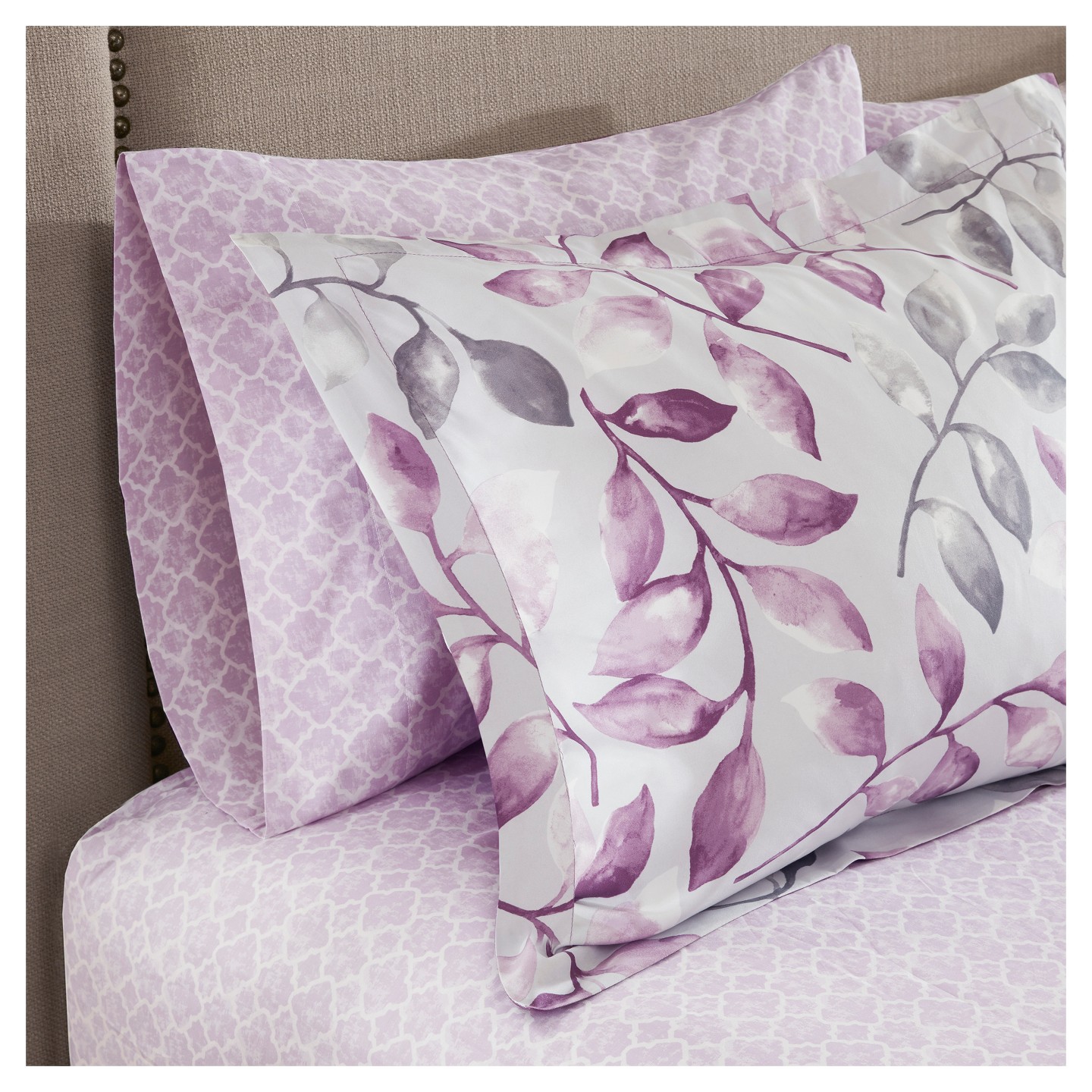 Постельное бельё Madison Park Purple Rowan Complete Comforter Set (King), Hypoallergenic, Midweight, Floral Pattern, 9-Piece Bedding Set, цвет: Фиолетовый — фото 4