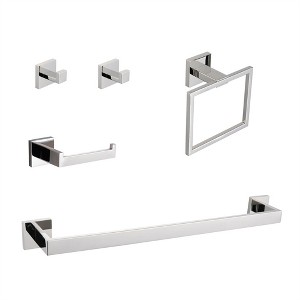 OUTSUPPLY 5-Piece Bathroom Set, Rustproof Wall Mounted Hardware for Bath, Kitchen, Towel Bar, Hooks - 1 of 4