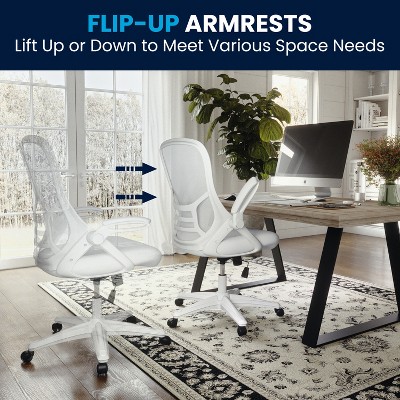 White High-Back Ergonomic Mesh Swivel Office Chair with Adjustable Arms