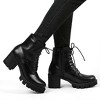 Allegra K Women's Lace Up Decor Platform Chunky Heel Combat Boots - 2 of 4