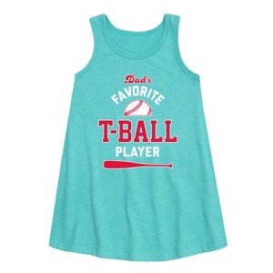 Girls' - Instant Message - Dad's Favorite T-Ball Player Graphic Sleeveless Aline Dress - 1 of 4