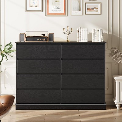 8 Drawer Dresser for Bedroom, Wide Wooden Chest of Drawers with Wide Top