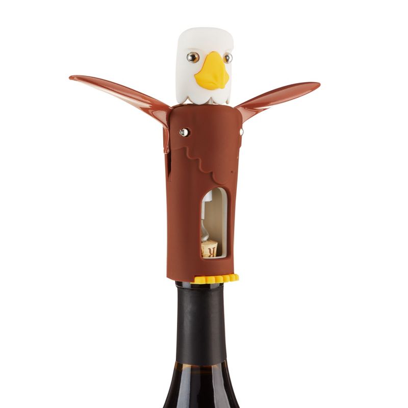 True Zoo Bald Eagle Winged Corkscrew Soft-Touch Wine Bottle Cork Opener Remover, 4 of 8