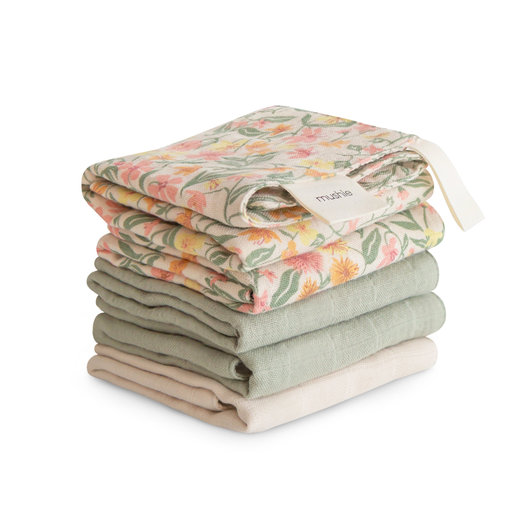 Muslin Cotton Washcloth Pastel Blooms Combo One Size