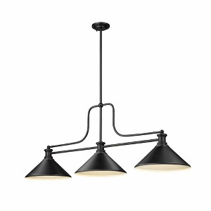 Melange 3-Light Linear Billiards Pendant - Matte Black Steel, Dimmable, 52" Length - 1 of 1