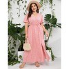 Clearlove Women's Plus Size Floral Wrap Dress Casual Boho Printed V Neck Short Sleeve Ruffle Flowy Dresses - 3 of 4
