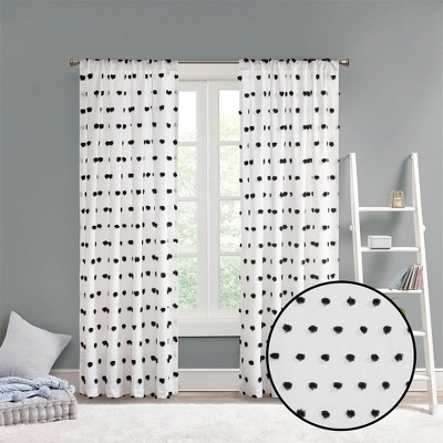 Kumasinova 84"/63" 100% Cotton Jacquard Pom-Pom Curtains Panel,Window Curtains with Lining,Kitchen Curtains for Living Room&Bedroom