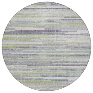 Artichoke Green And Plum Striped Washable Indoor Outdoor Area Rug - 1 of 4