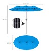 Double-sided Patio Umbrella, 9.5' Outdoor Umbrella with Push Button Tilt and Crank, 3 Air Vents and 12 Ribs, Cyan Blue - 3 of 4