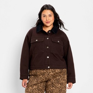 Women's Quilted Barn Jacket - Future Collective Brown - 1 of 3