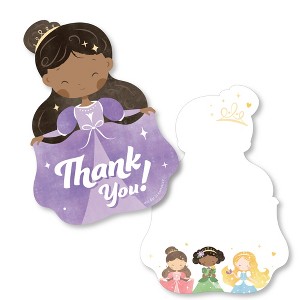 Big Dot of Happiness Princess Thank You Cards with Envelopes, Purple Flat Princess Birthday Party Blank Thank You Note Cards, Set of 12 - 1 of 4