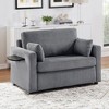 Convertible Chaise Lounge Twin Size Sofa Bed Sleeper Sofa Loveseat with Foldable Mattress, Foldable Side Table, Storage Pocket & USB Ports-ModernLuxe - 2 of 4