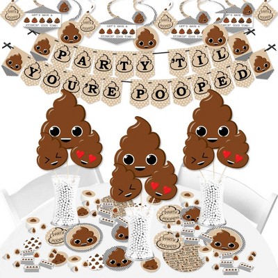 Big Dot of Happiness Party 'Til You're Pooped  - Poop Emoji Party Supplies - Banner Decoration Kit - Fundle Bundle